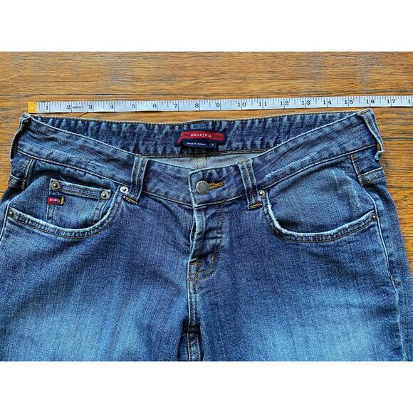 BCBG MAXAZRIA Distressed Flared Button-Fly Jeans sz 8 - Picture 11 of 15